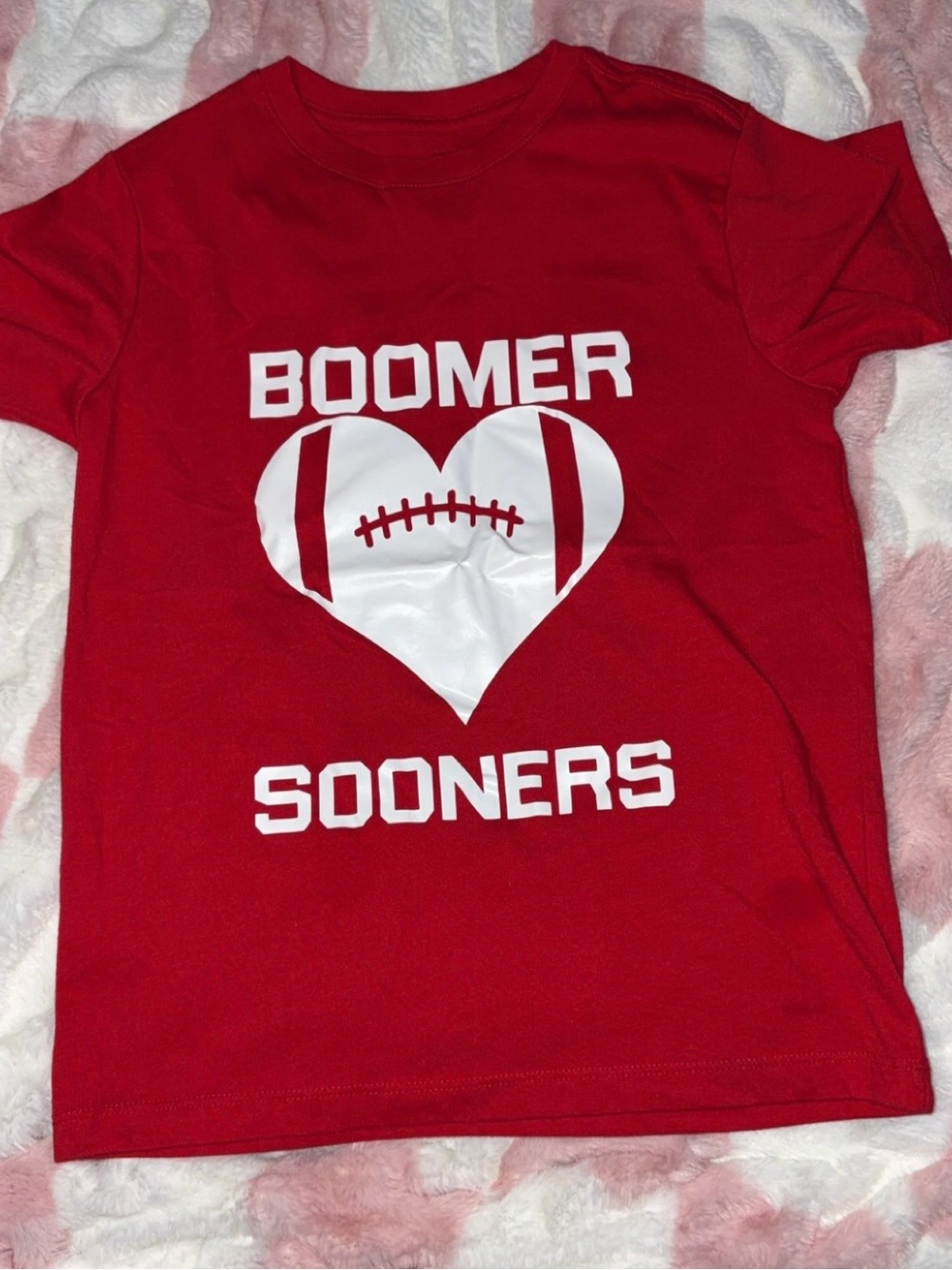 wonder nation Red Kids Football Heart 'Boomer Sooners' Tee